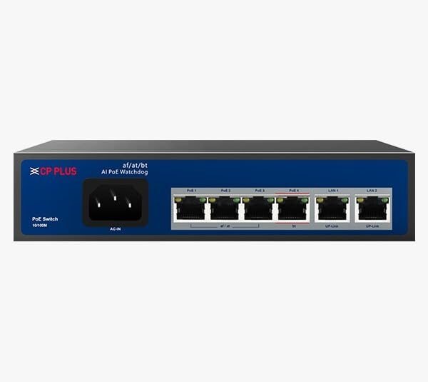 4 PORT POE SWITCH WITH 2 10/100MBPS UPLINK POTRS