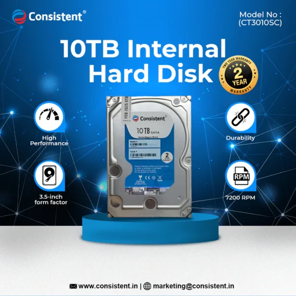 Consistent 10TB SATA Internal Hard Drive, 3.5 Inch, High Performance Desktop HDD