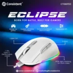 Consistent Eclipse Wired Gaming Mouse White