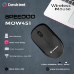 Consistent Speedoo Wireless Mouse 2.4G Portable Mobile Optical Office Mouse with USB MOW451 Black